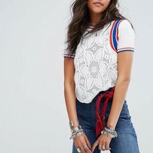 We the Free “Mimi” crochet sporty t-shirt